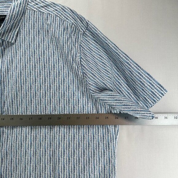 Pronto Uomo Shirt Mens Sz 2XL Herringbone Button Down Short Sleeve Cotton Blue - Picture 8 of 10